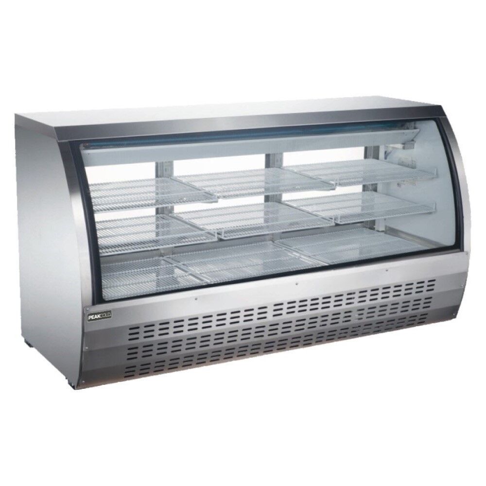 PeakCold Stainless Steel Curved Glass Deli Case – 64″